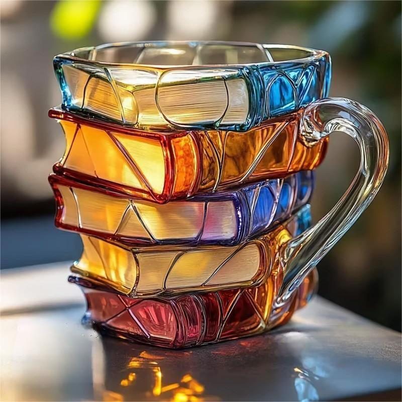 New Creative Painted Book Mug, Resin Book Shaped Novelty Coffee Cup, Artistic Book Cup for Drinks & Decoration