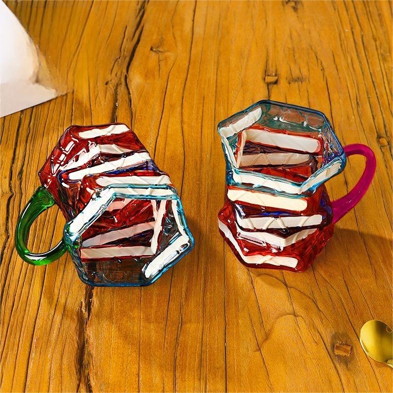 Hand Blown Crystal Glass Book Mug, Hand-Painted Novelty Book Shaped Coffee Cup, 420ml Transparent Glass Cup With Handle - Image 5