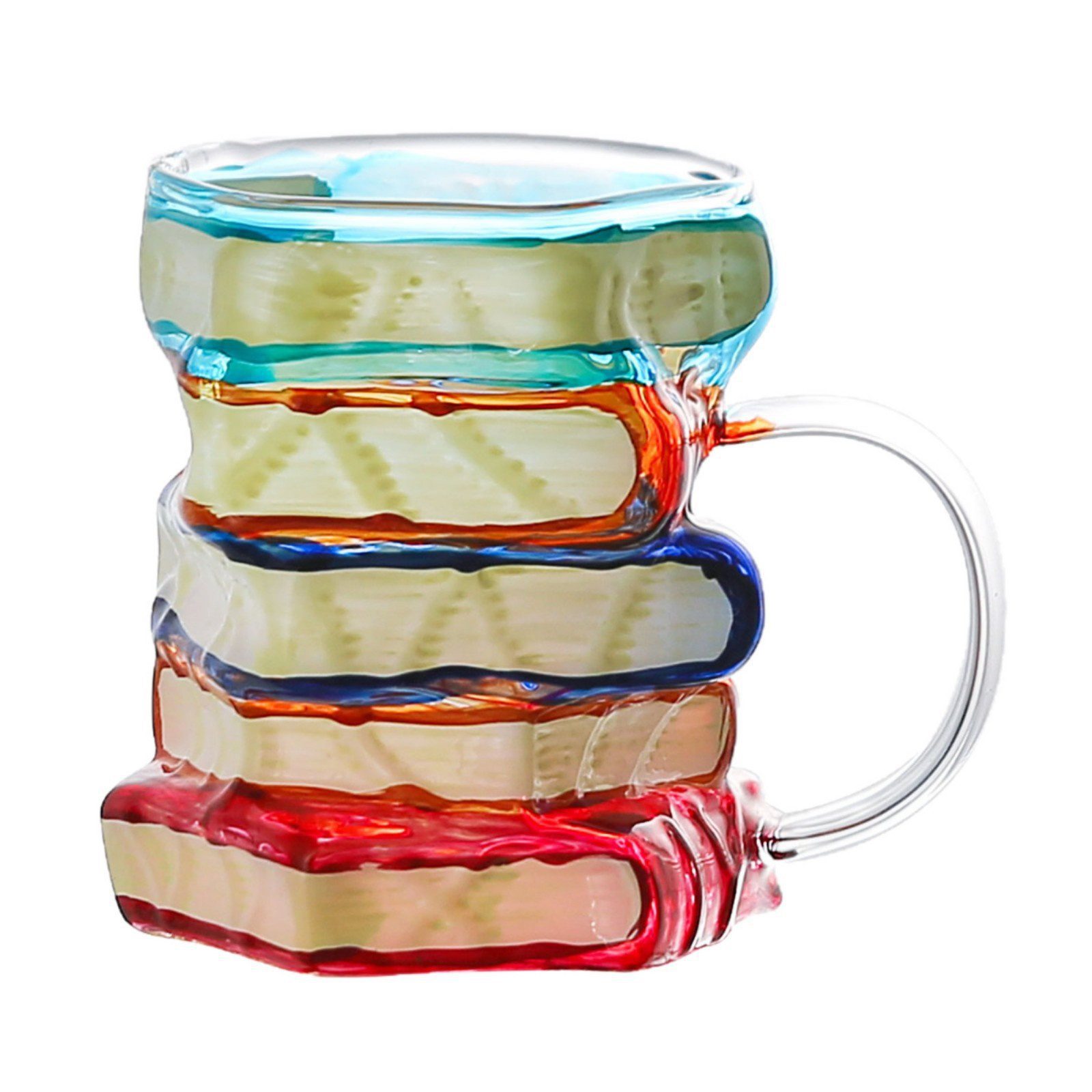 Painted Book Mug, High Borosilicate Glass Coffee Cup with Handle, Creative Irregular Book Shaped Drinking Cup - Image 3