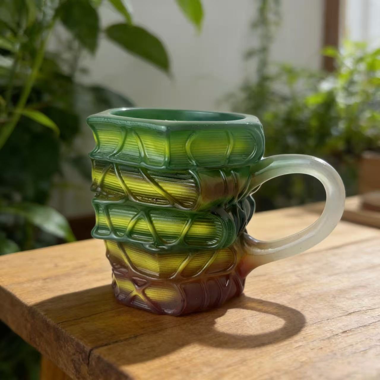 New Painted Book Mug, 3D Painted Stacked?Book Shaped Coffee Mug