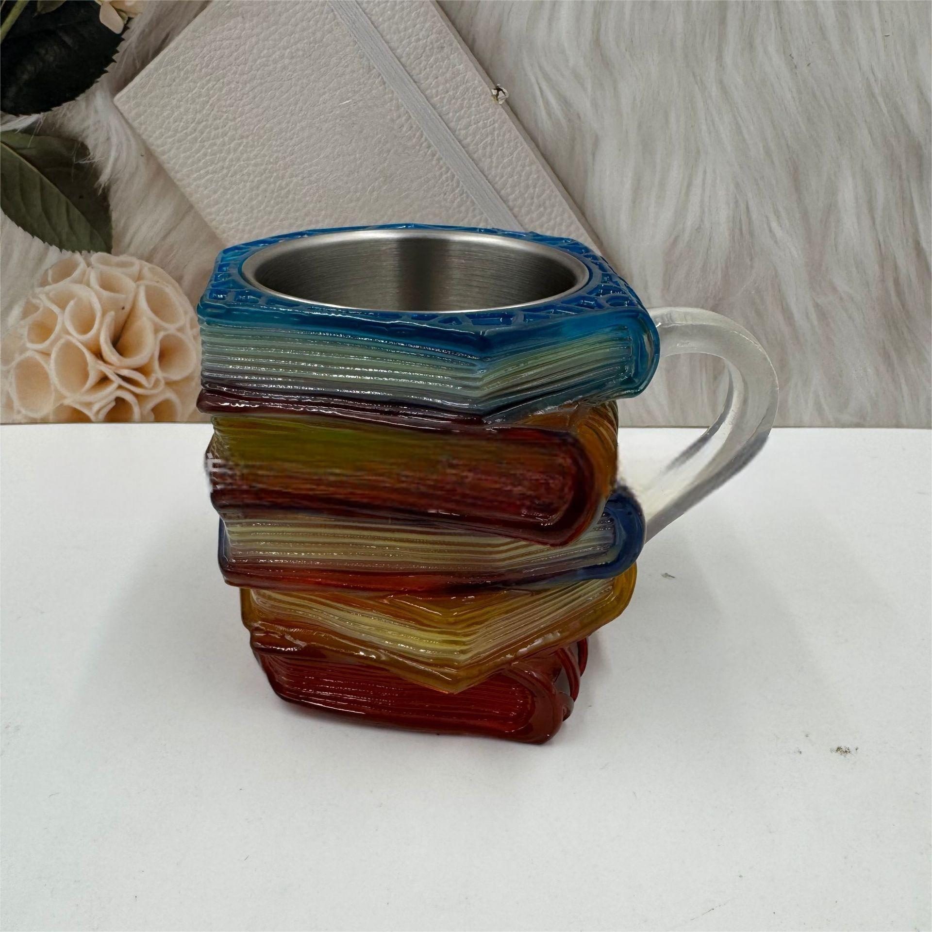 Painted Book Mug, Creative Book Shaped Coffee Mug, Decorative Breakfast Cup for Home Desktop Ornament - Image 2