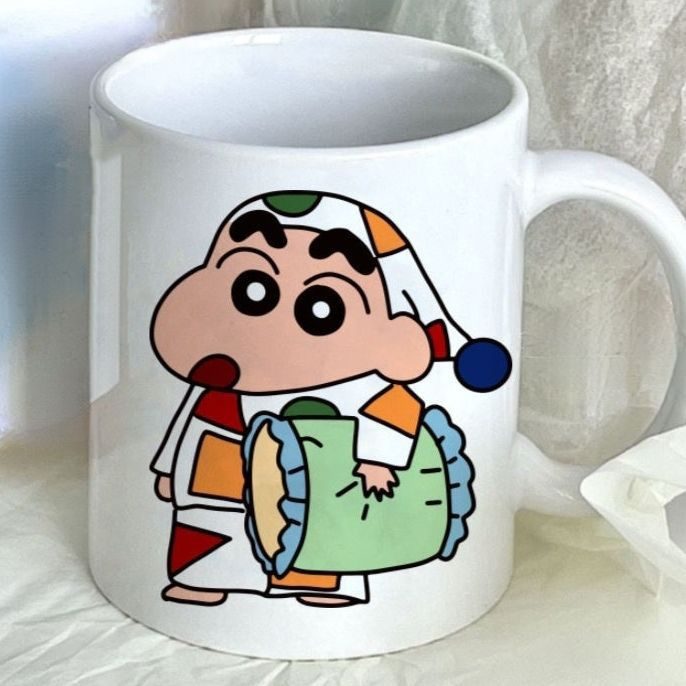 Crayon Shin-chan Ins-Style Cute Cartoon Mug, High-Grade White Jade Ceramic Water Cup for Home Office Milk Coffee - Image 5