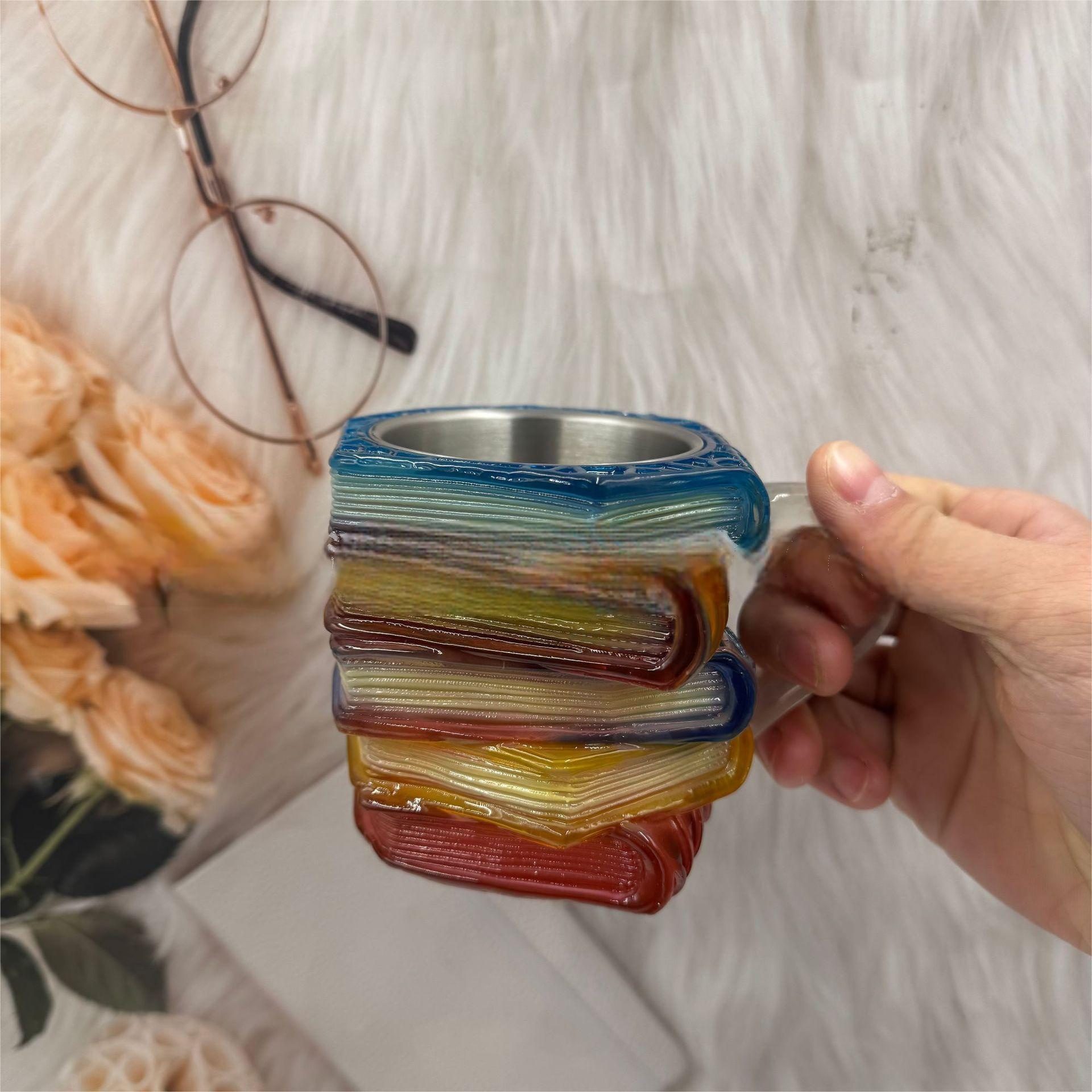 Painted Book Mug, Creative Book Shaped Coffee Mug, Decorative Breakfast Cup for Home Desktop Ornament - Image 5