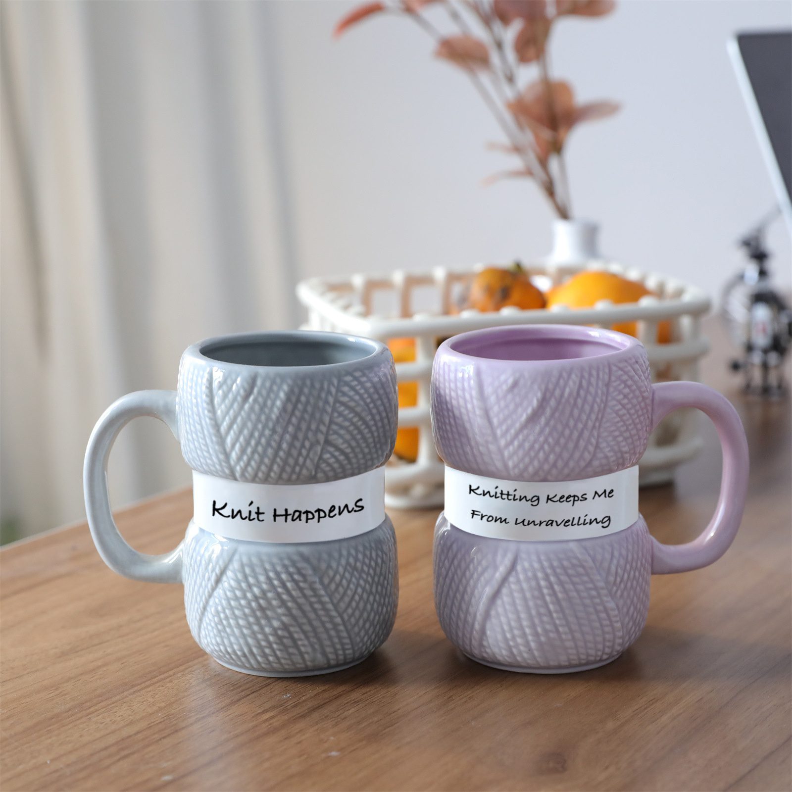 Novelty Knitted Yarn Ball Ceramic Mug, Colorful Wool Ball Coffee Cup, Christmas Birthday Mother's Day Gift for Women - Image 4