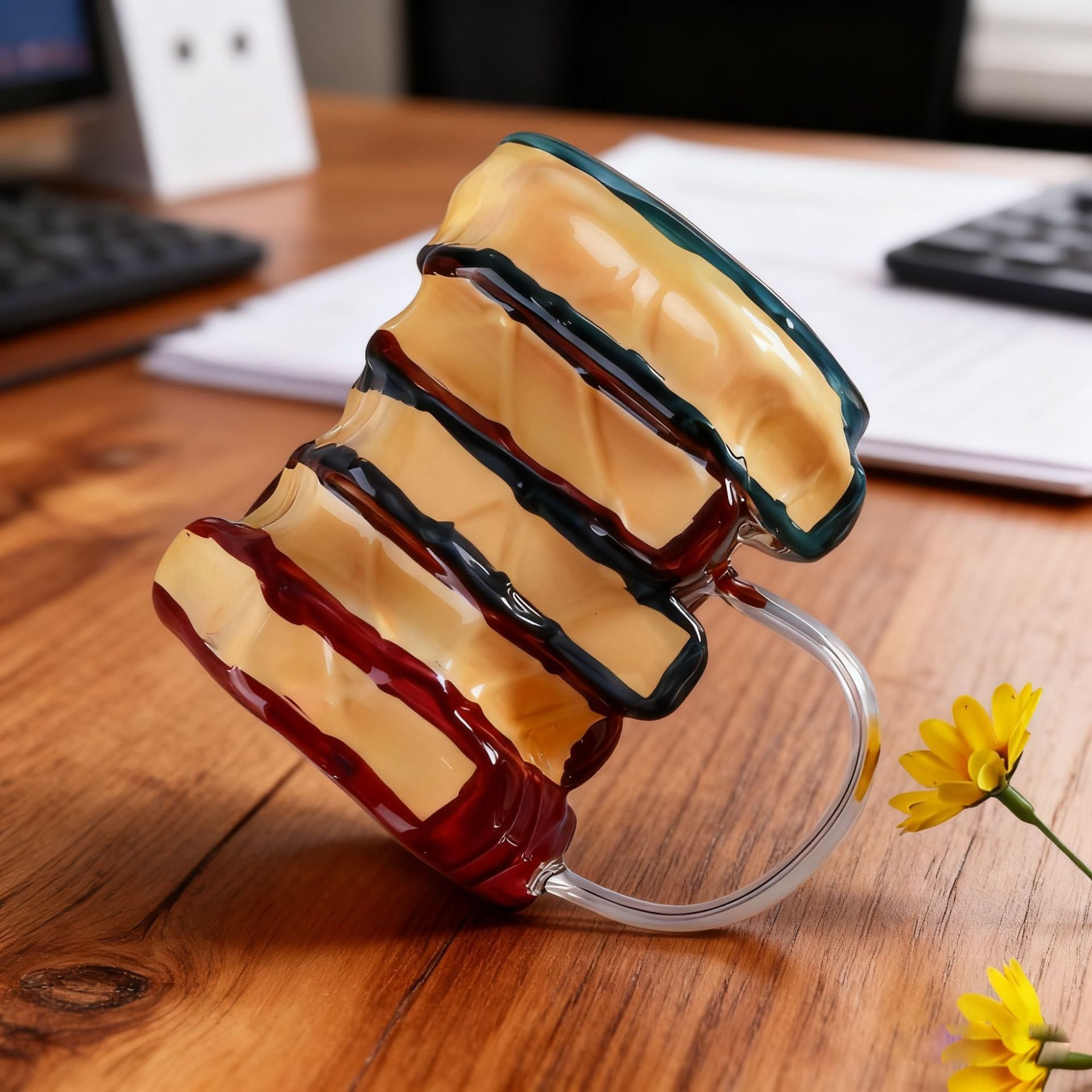 New Painted Book Mug, Creative Book Shaped Heat Resistant Glass Coffee Cup, Hand Drawn Pattern Transparent Book Cup - Image 3