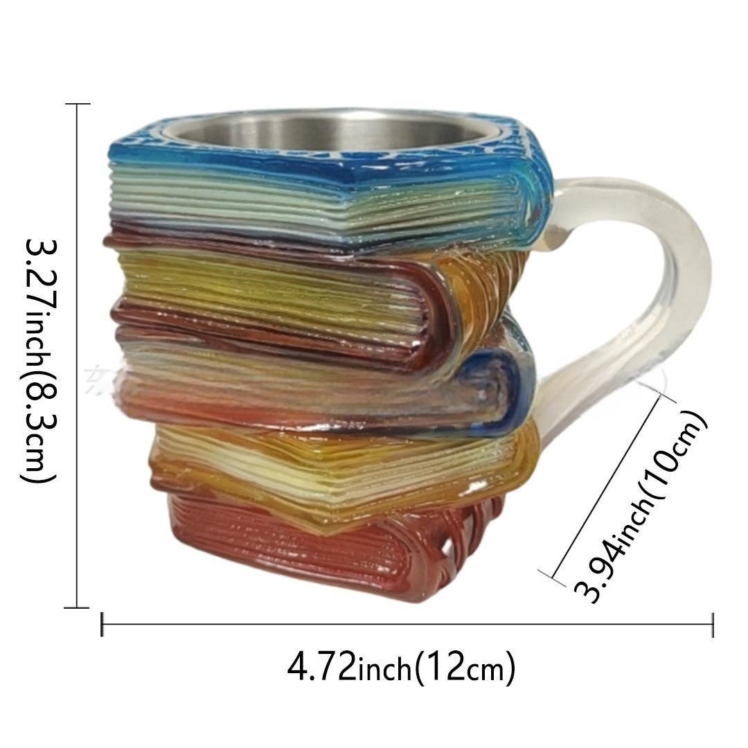 Painted Book Mug, Creative Book Shaped Coffee Mug, Decorative Breakfast Cup for Home Desktop Ornament - Image 4