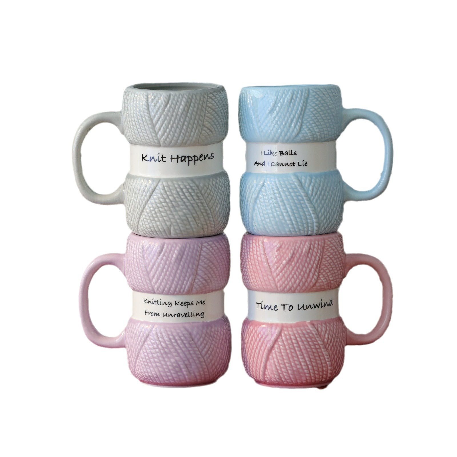 Novelty Knitted Yarn Ball Ceramic Mug, Colorful Wool Ball Coffee Cup, Christmas Birthday Mother's Day Gift for Women - Image 3