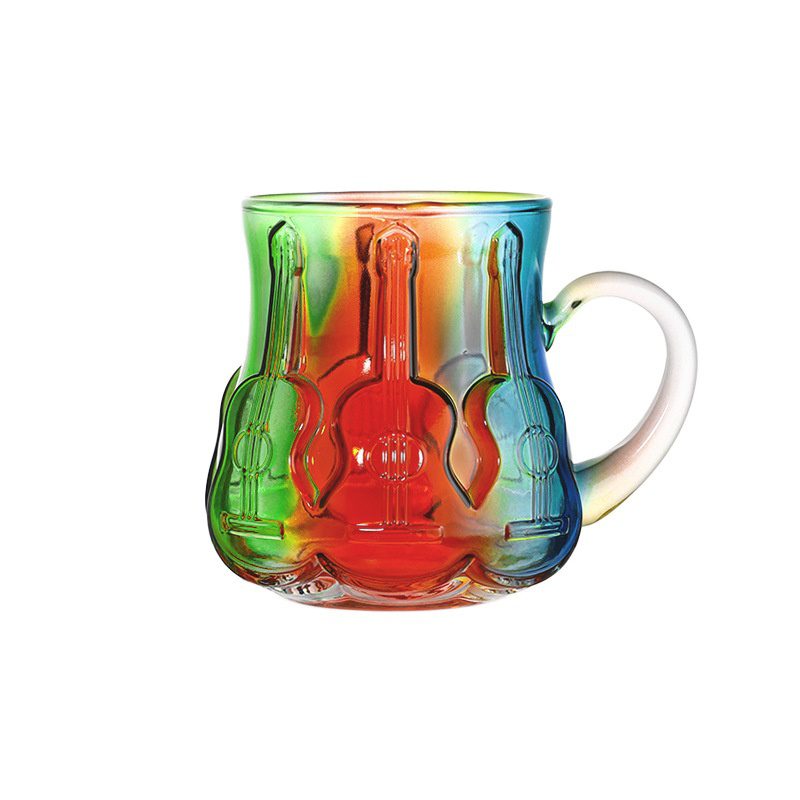 Guitar Art Mug, Spray‑Painted Heat‑Resistant Glass Coffee Cup, Creative Guitar Pattern Glass Mug for Home Decor - Image 3