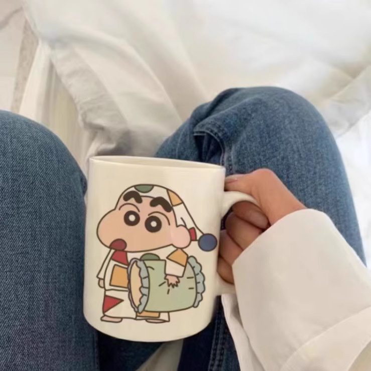 Crayon Shin-chan Ins-Style Cute Cartoon Mug, High-Grade White Jade Ceramic Water Cup for Home Office Milk Coffee - Image 3