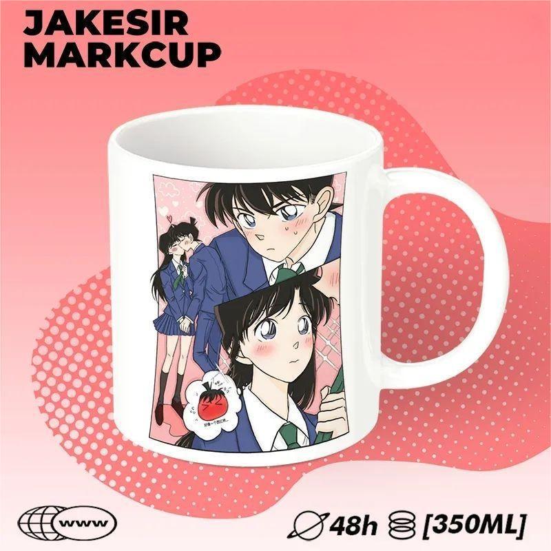 Detective Conan Anime Peripheral Ceramic Mug, Simple Style Breakfast Coffee Tea Cup, Office Drinking Water Cup Gift
