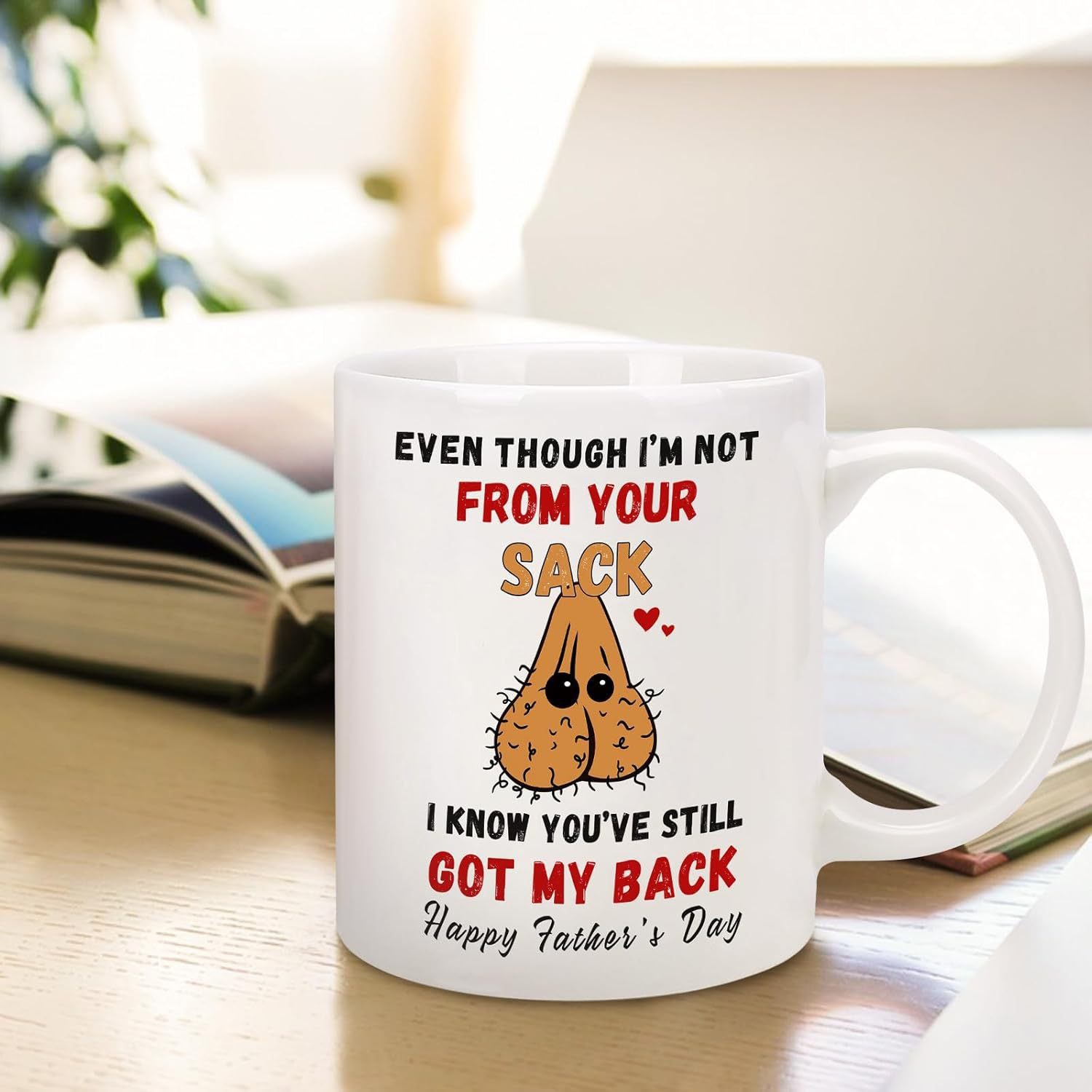 Ceramic Mug Funny Sarcastic Coffee Cup for Father's Day, Creative Step-dad Gift, White Drinking Cup