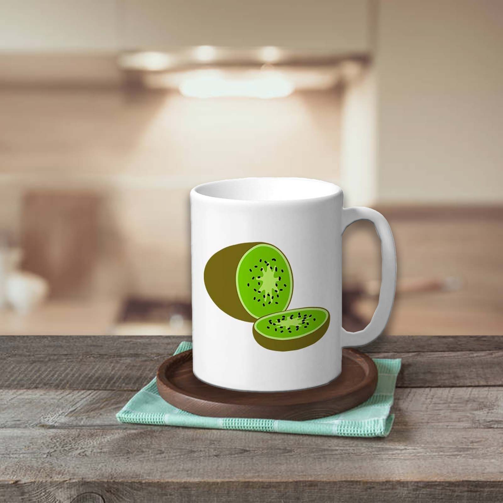 11oz Ceramic Coffee Mug, Ins-Style High-Appearance Kiwi Fruit Water Cup
