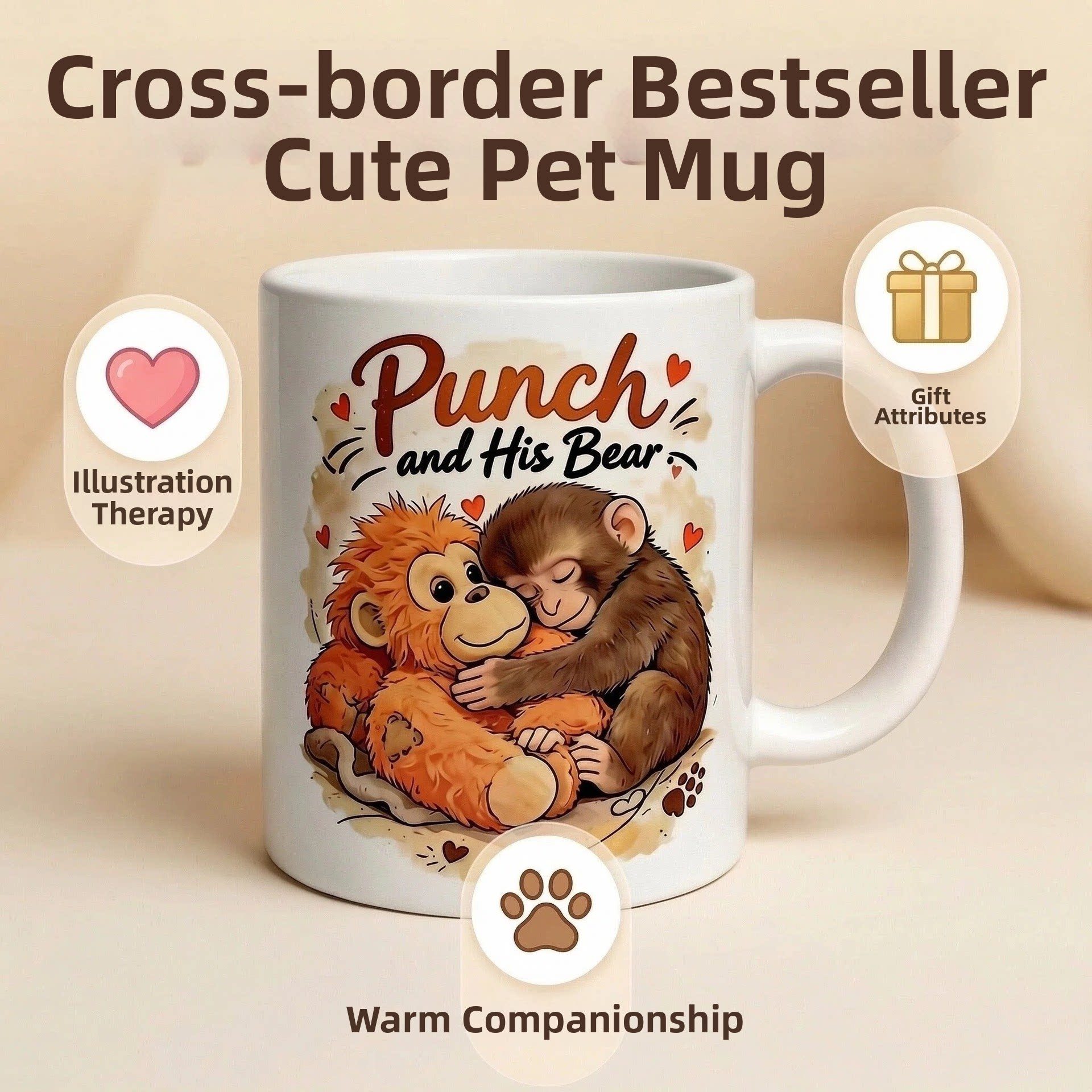 New Punch and Mug Cartoon Ceramic Mug, Fun Novelty Drinking Cup